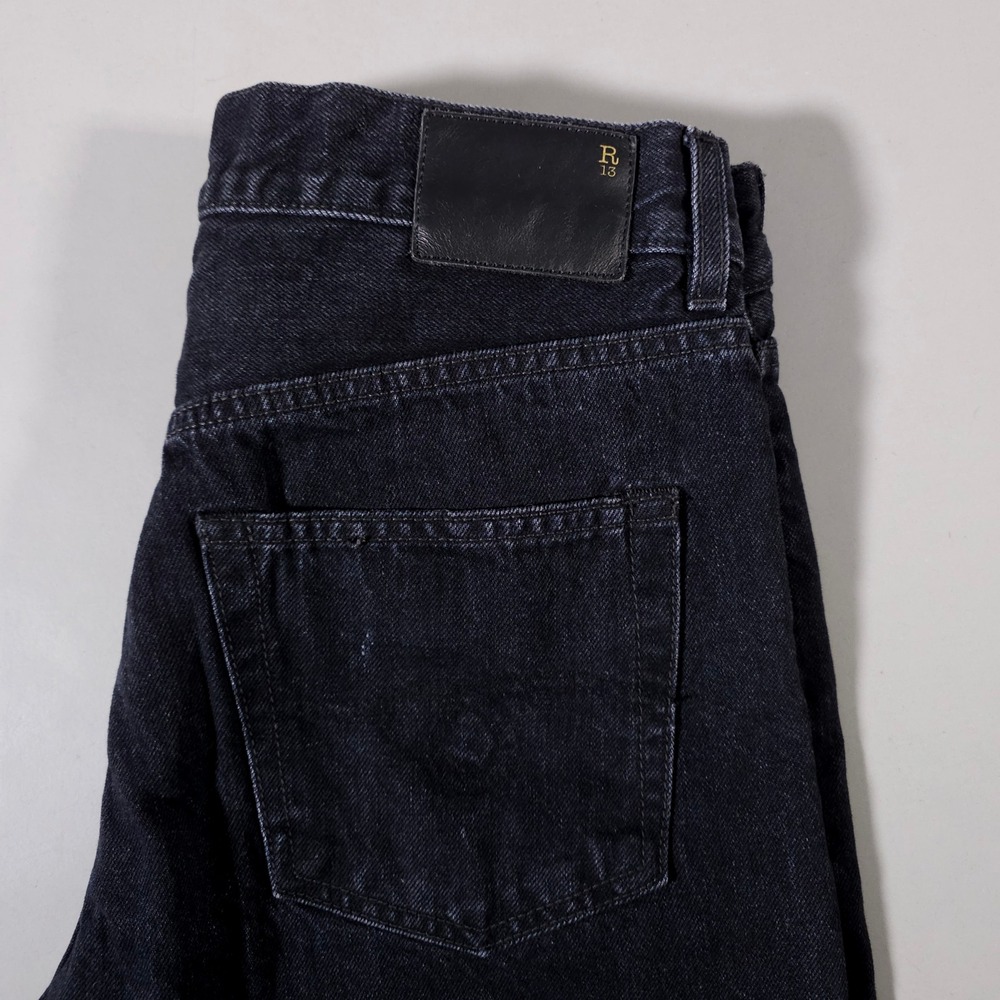 R13 Romeo Jeans Womens 26 Onyx Black Straight Leg Denim R13WD113-D184A